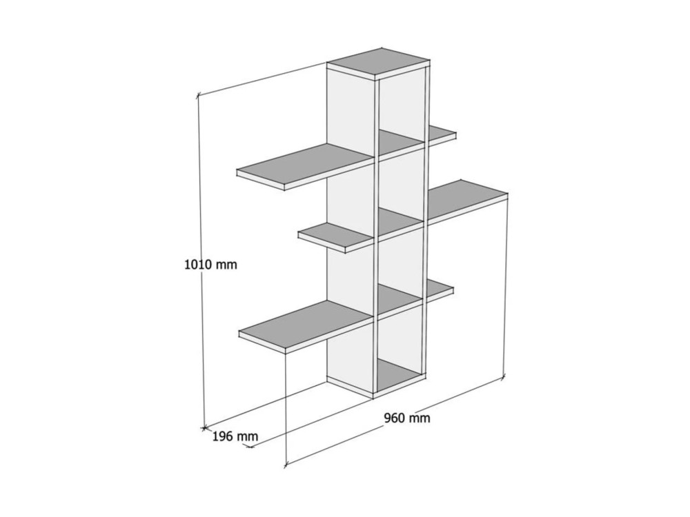Houten wandplank "Ardo" - 96 x 19 x 101 cm - Noten, Wit