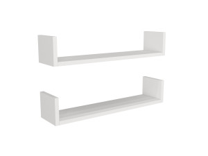 Houten wandplank "Iris" - 63 x 14 x 14 cm - Wit