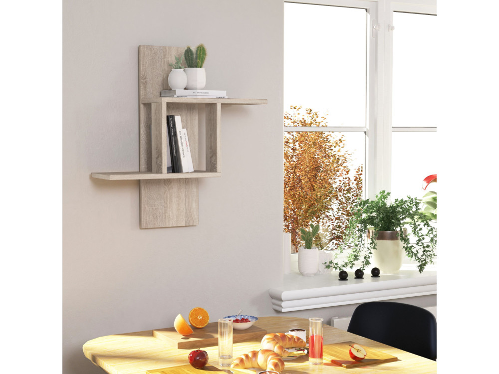 Mill" houten wandplank - 64 x 20 x 70 cm - Sonoma eik