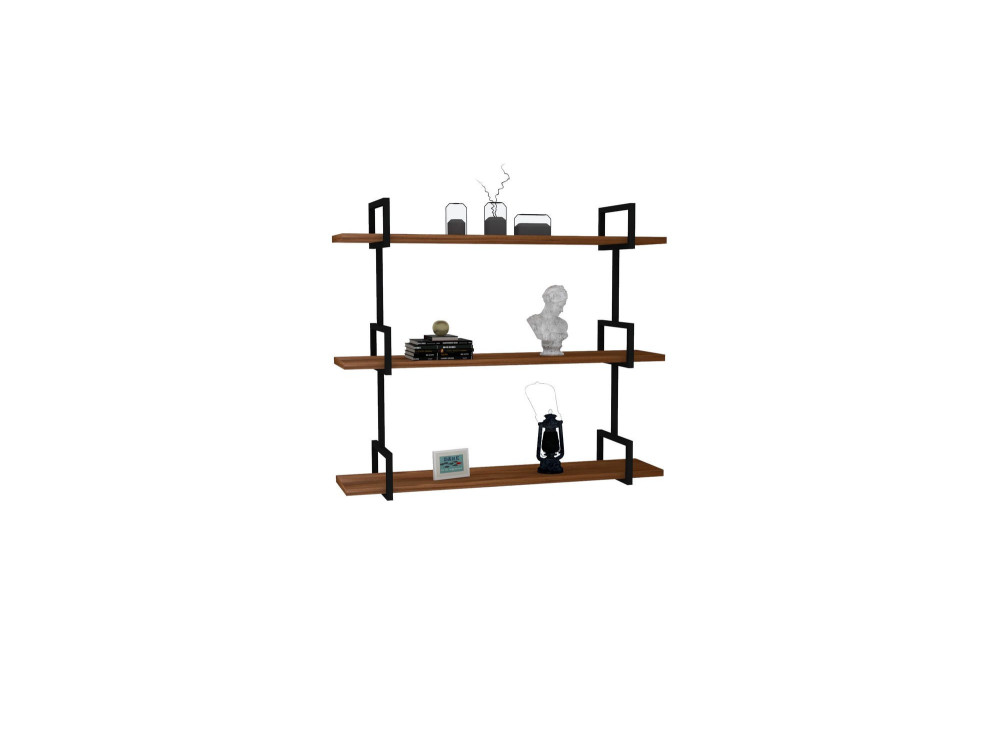 Houten wandplank "Uras" - 87 x 22 x 76 cm - Notelaar