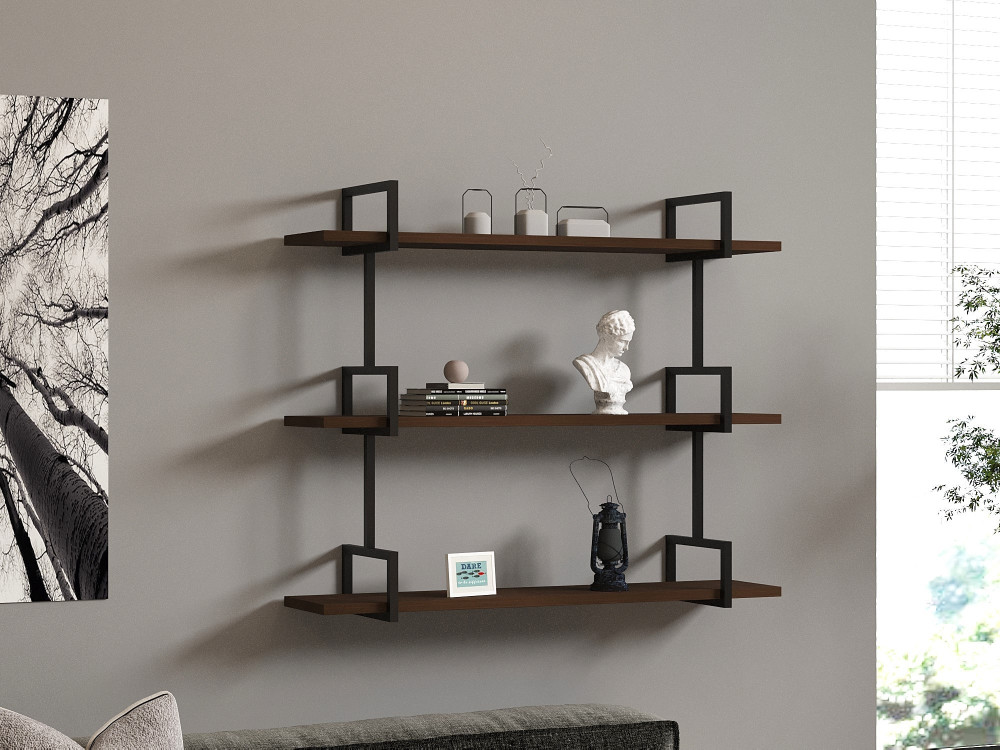 Houten wandplank "Uras" - 87 x 22 x 76 cm - Notelaar