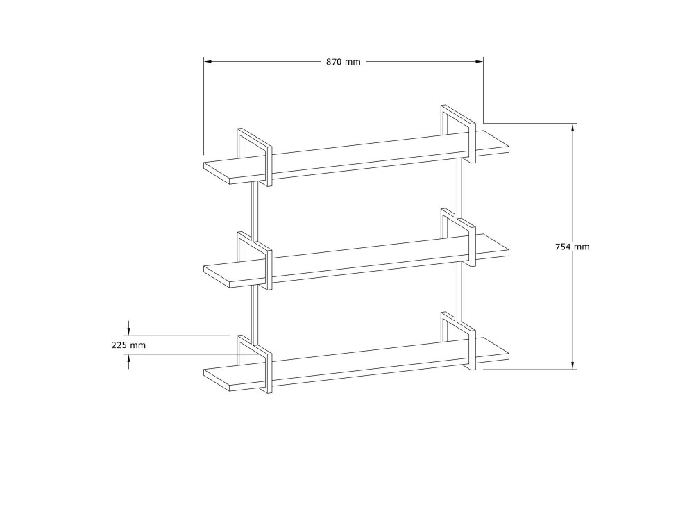 Houten wandplank "Uras" - 87 x 22 x 76 cm - Notelaar