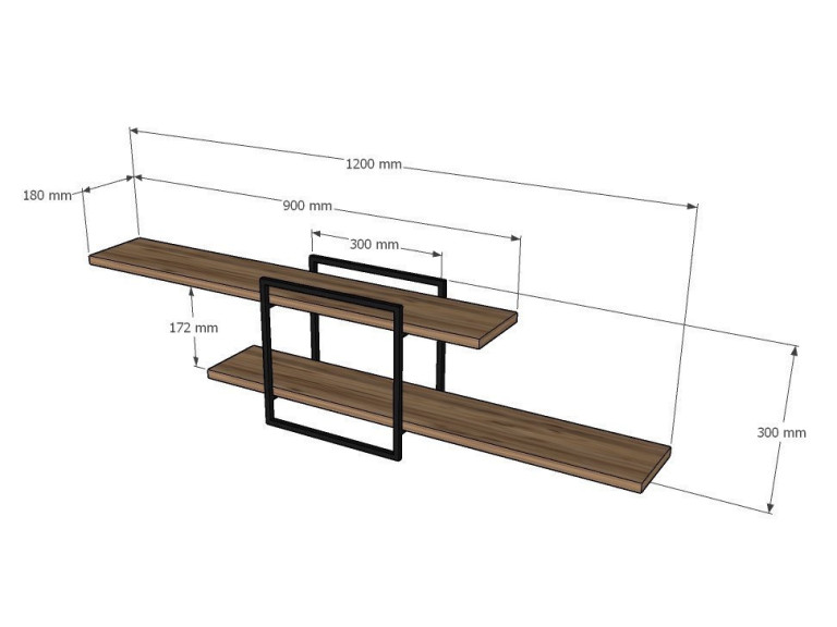 Houten wandplank "Mone" - 120 x 18 x 30 cm - Atlantic Pine