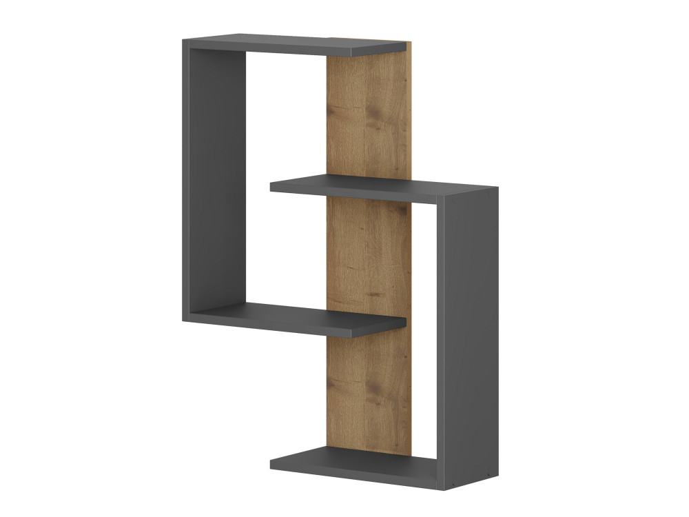 Houten wandplank "Paranoid" - 64 x 22 x 85 cm - Antraciet-Eiken