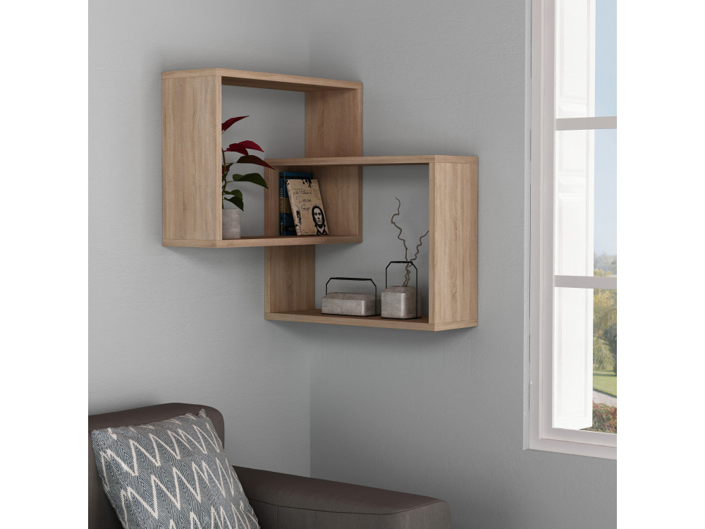 Houten wandplank "Ring" - 68 x 60 x 68 cm - Eik Sonoma