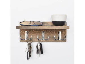 Aa031" houten wandplank - 30 x 11 x 13 cm - Notenhout