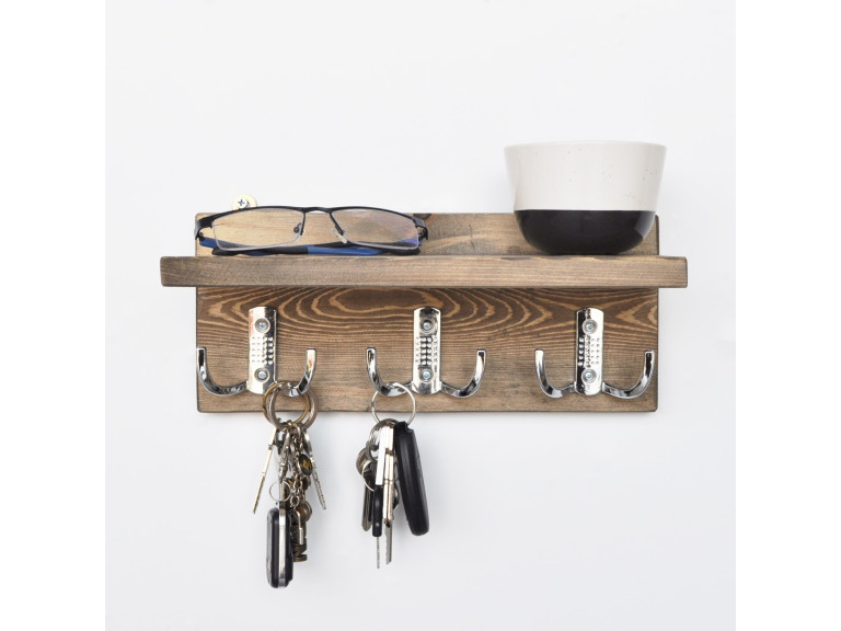Aa031" houten wandplank - 30 x 11 x 13 cm - Notenhout