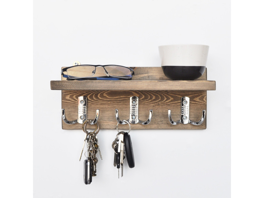 Aa031" houten wandplank - 30 x 11 x 13 cm - Notenhout