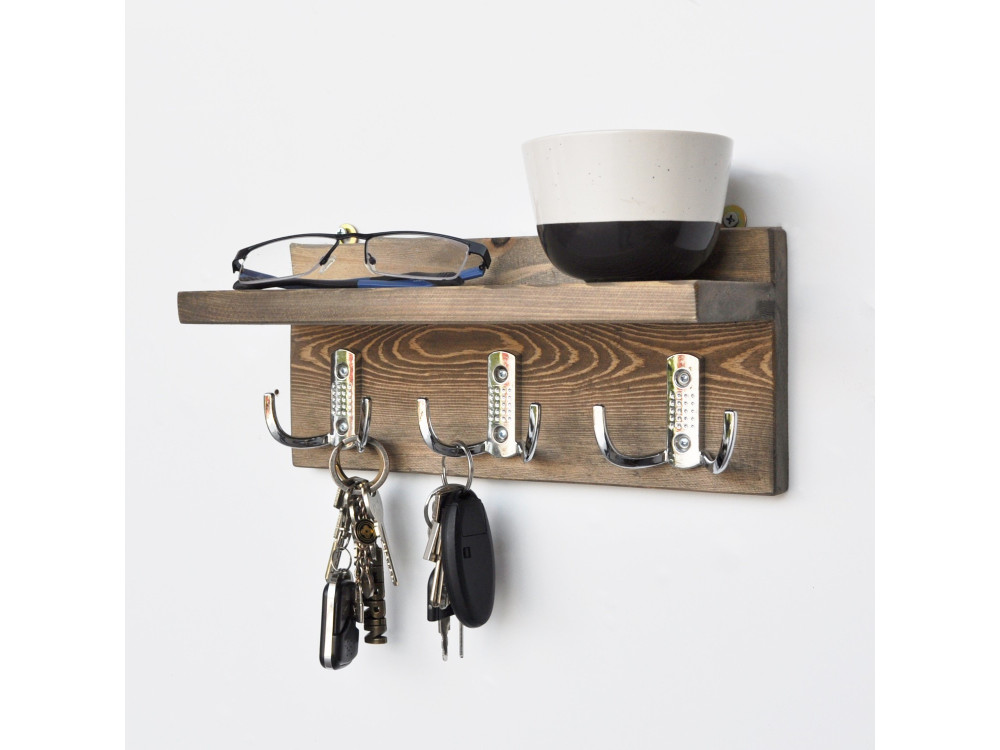 Aa031" houten wandplank - 30 x 11 x 13 cm - Notenhout