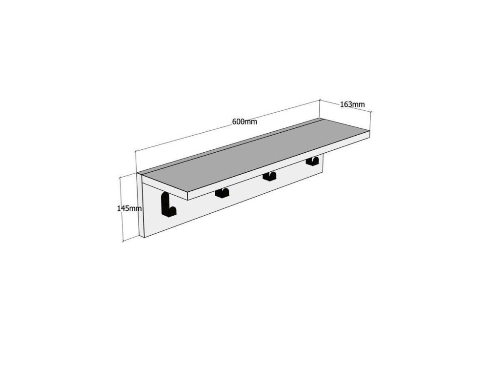 Houten wandplank "Ayla" - 60 x 16 x 14 cm - Wit
