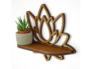 Raf264" houten wandplank - 33 x 10 x 26 cm - Notenhout