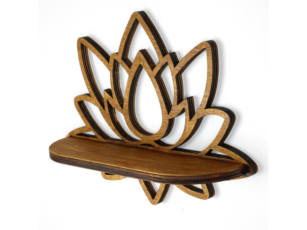 Raf264" houten wandplank - 33 x 10 x 26 cm - Notenhout