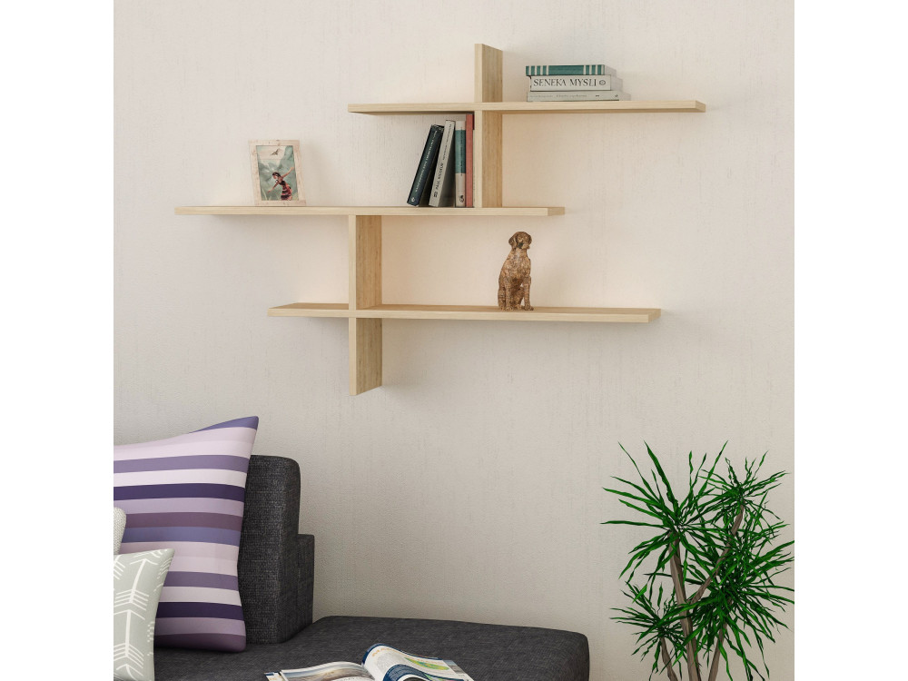 Houten wandplank "Leo" - 123 x 22 x 80 cm - Eik