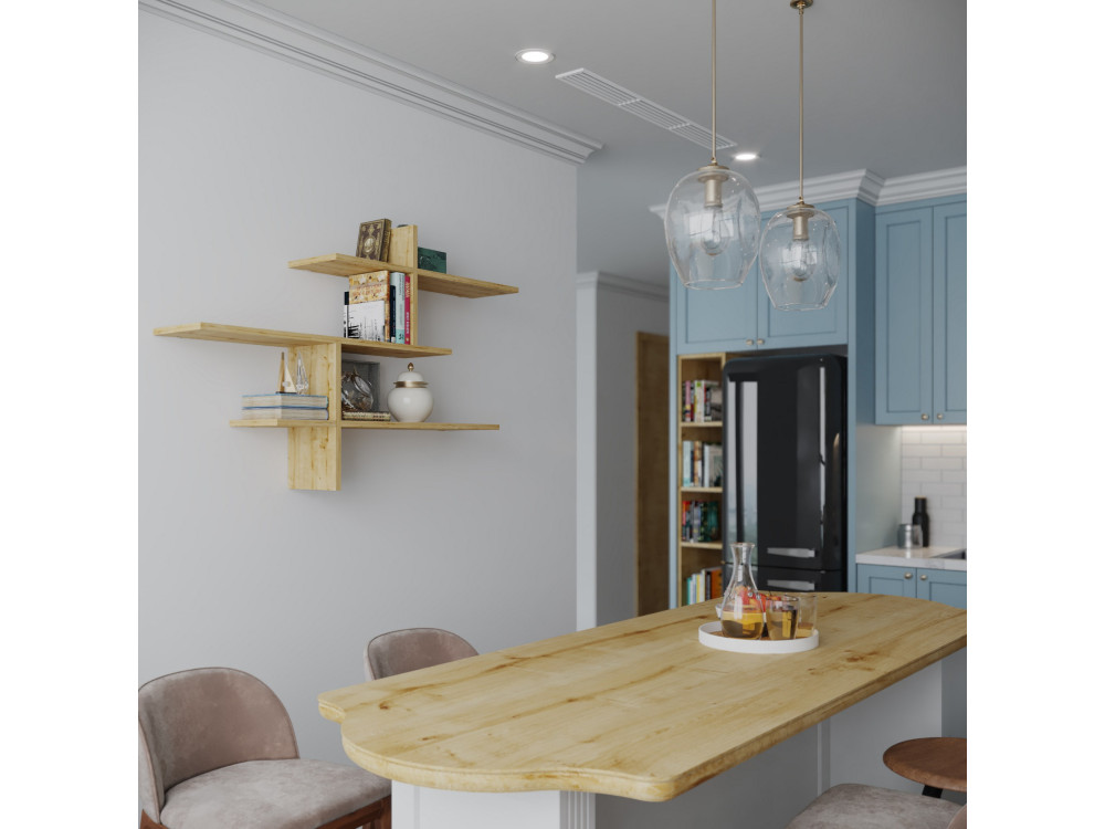 Houten wandplank "Leo" - 123 x 22 x 80 cm - Eik