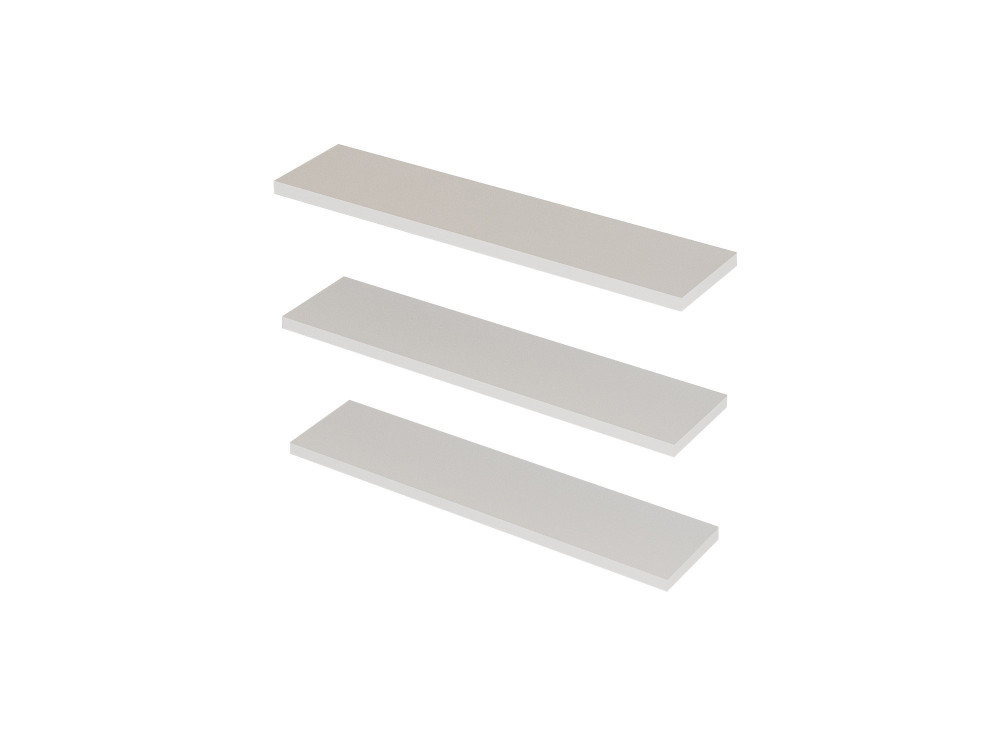 Set van 3 houten wandplanken "Boss" - 60 x 1 x 14 cm - Wit