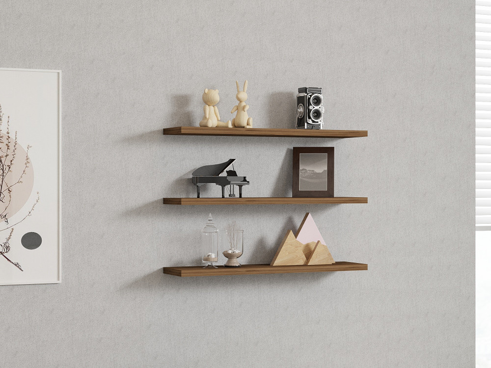 Houten wandplank "Boss" - 60 x 1 x 14 cm - Notelaar