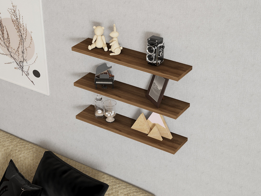 Houten wandplank "Boss" - 60 x 1 x 14 cm - Notelaar