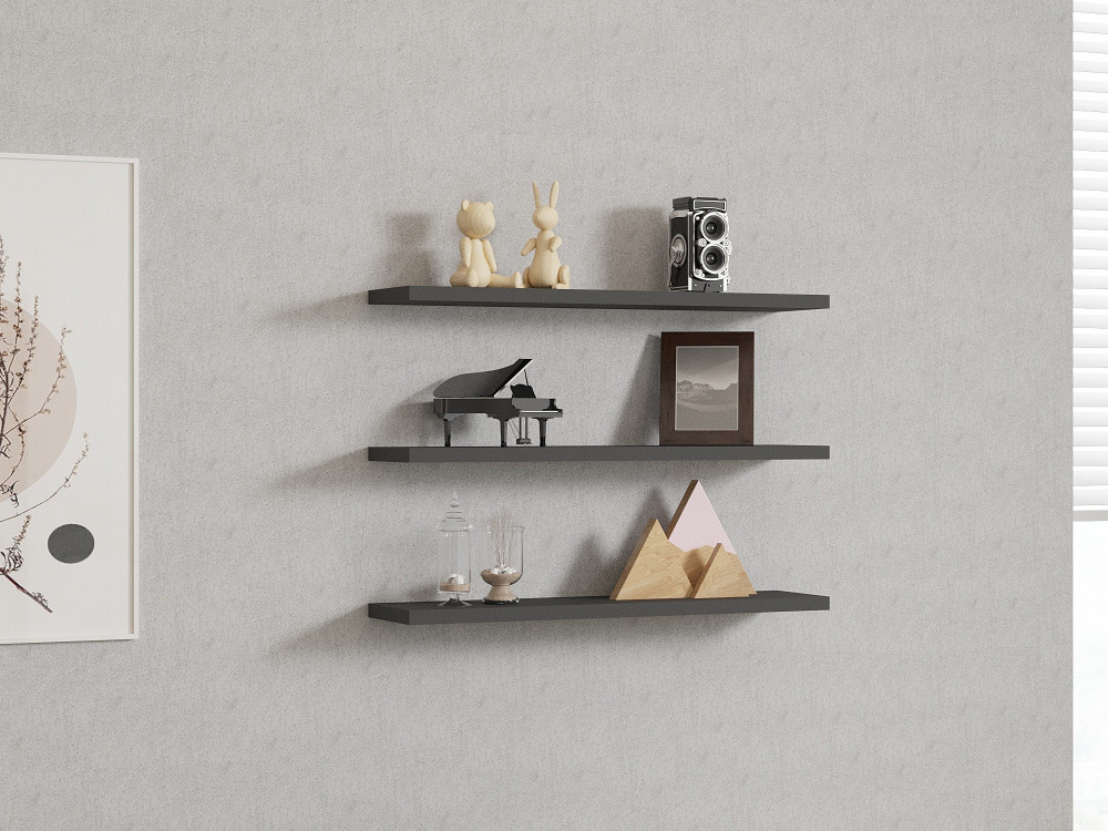 Houten wandplank "Boss" - 60 x 1 x 14 cm - Antraciet