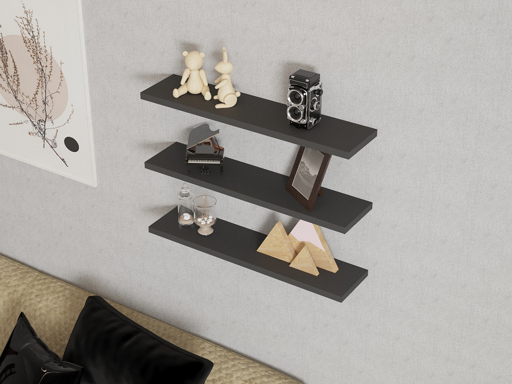 Houten wandplank "Boss" - 60 x 1 x 14 cm - Antraciet