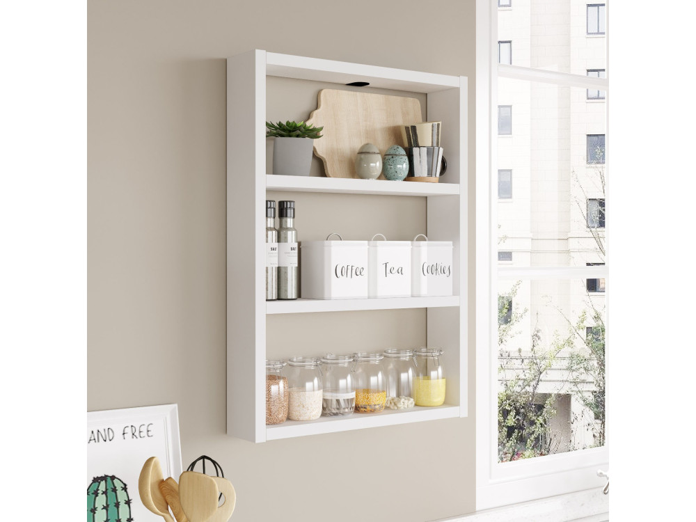 Houten wandplank "PR1" - 43 x 9 x 60 cm - Wit