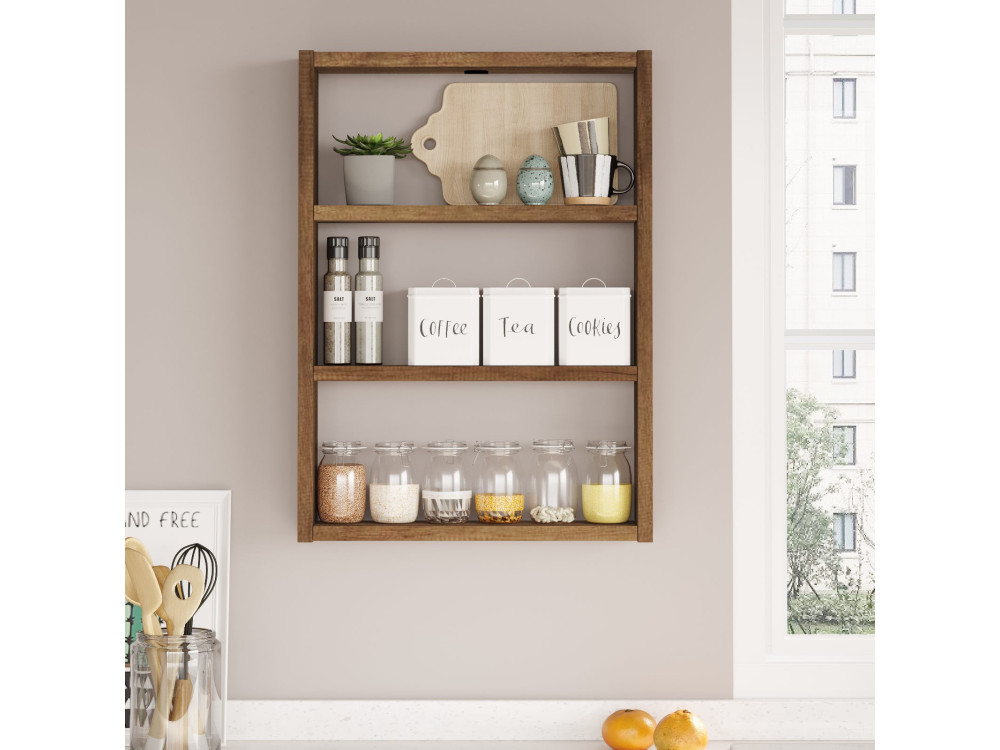 PR1" houten wandplank - 43 x 9 x 60 cm - Notelaar