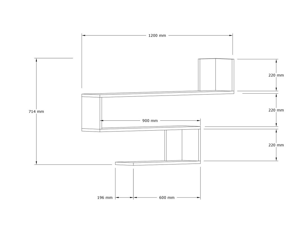 Houten wandplank "Penne" - 120 x 20 x 71 cm - Wit