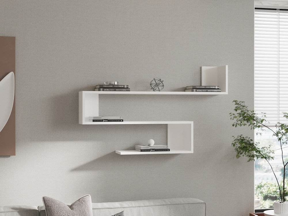 Houten wandplank "Penne" - 120 x 20 x 71 cm - Wit