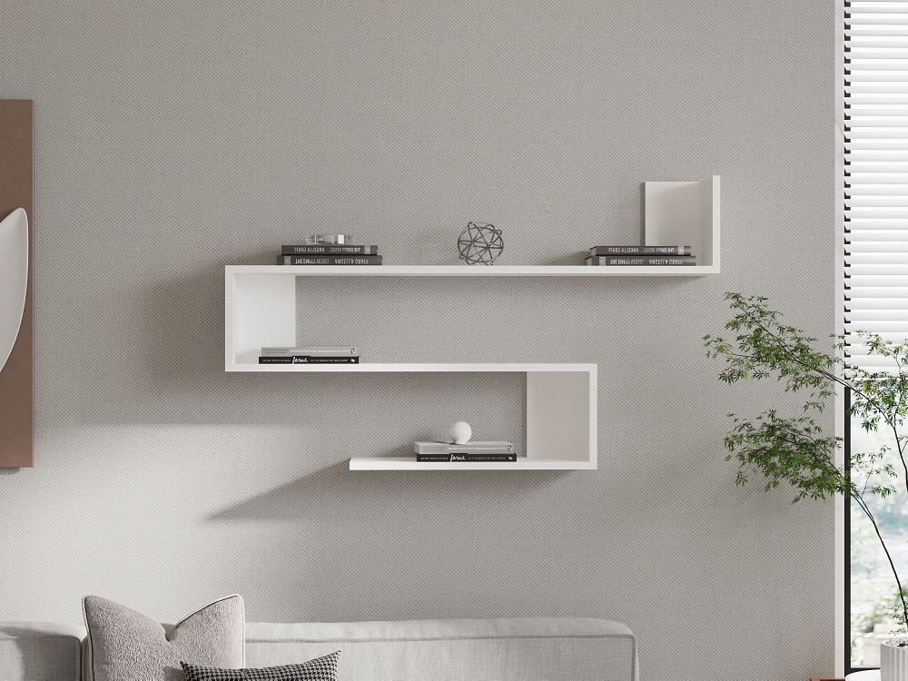 Houten wandplank "Penne" - 120 x 20 x 71 cm - Wit