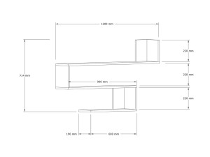 Houten wandplank "Penne" - 120 x 20 x 71 cm - Saffier Eik