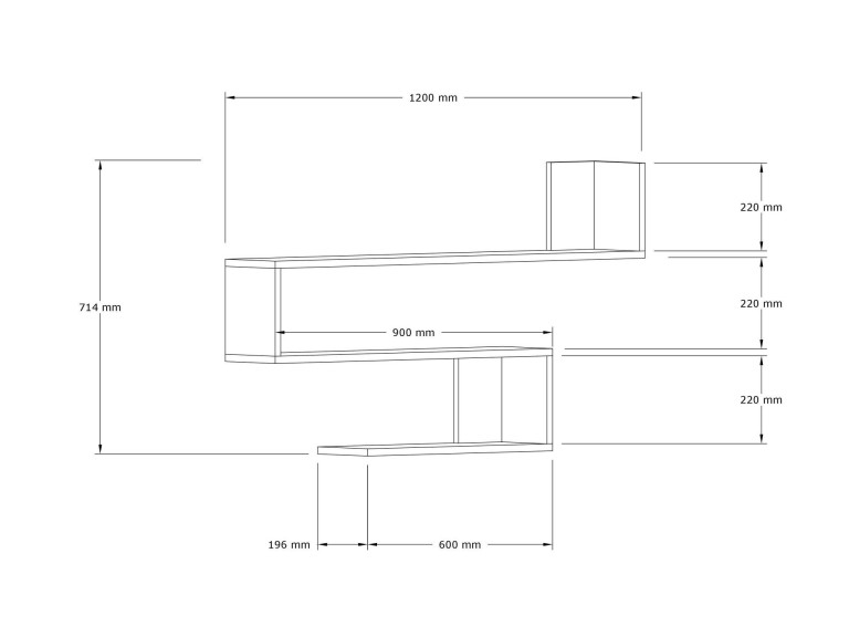 Houten wandplank "Penne" - 120 x 20 x 71 cm - Saffier Eik
