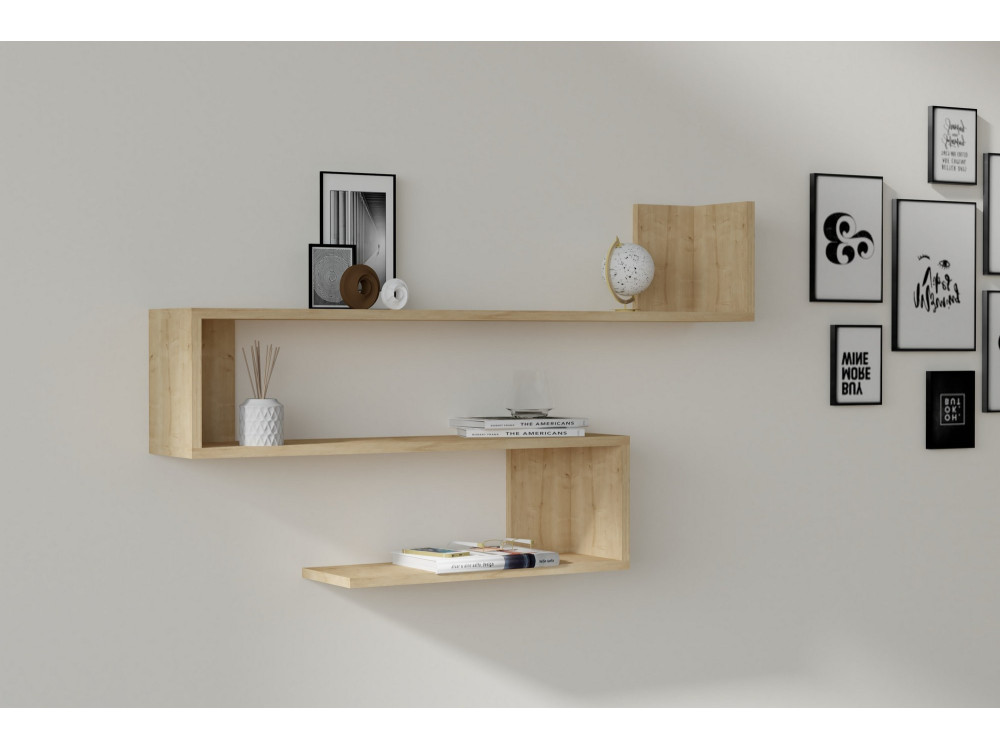 Houten wandplank "Penne" - 120 x 20 x 71 cm - Saffier Eik