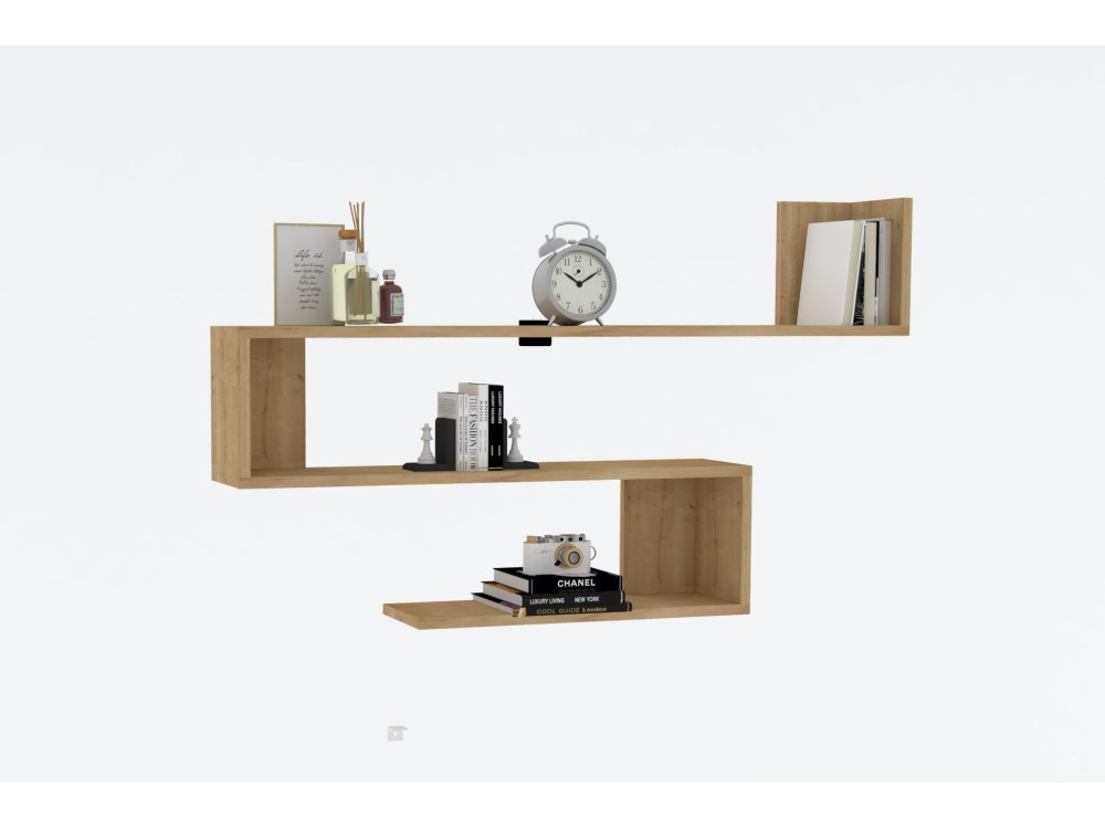Houten wandplank "Penne" - 120 x 20 x 71 cm - Saffier Eik