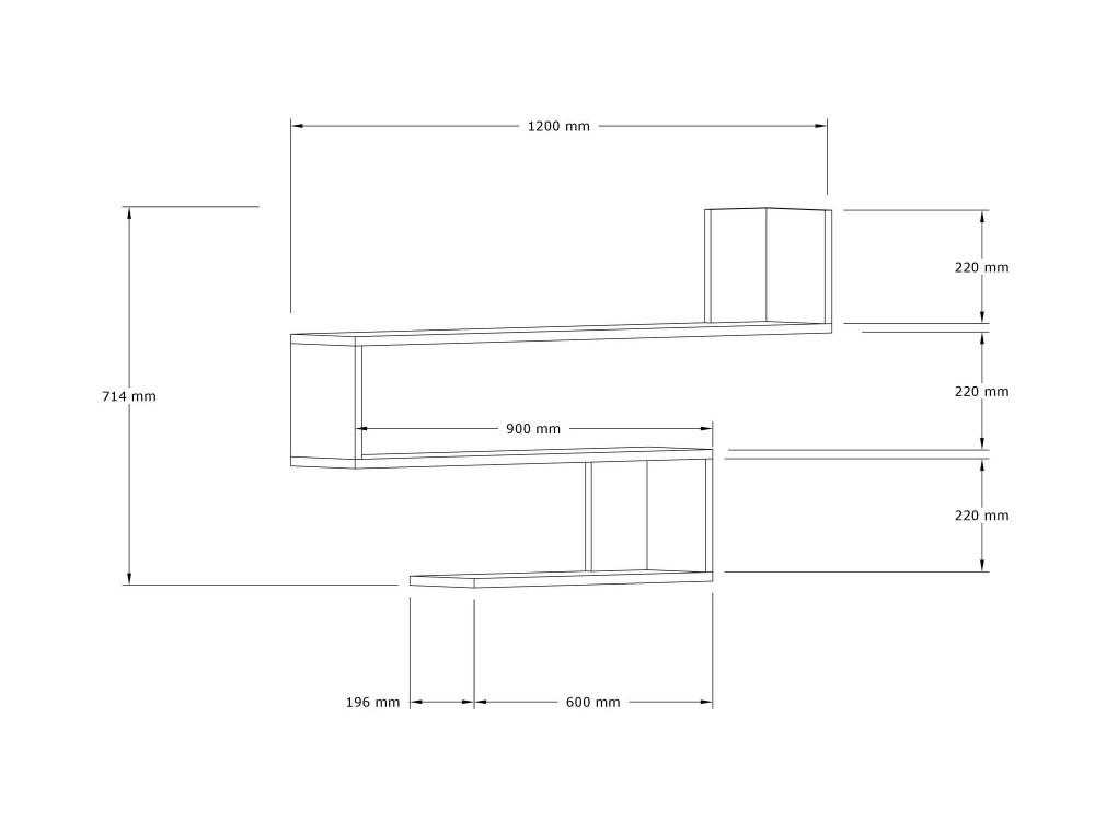 Houten wandplank "Penne" - 120 x 20 x 71 cm - Saffier Eik