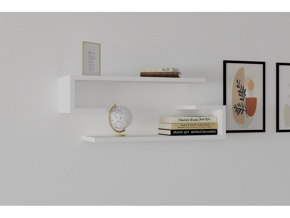 Houten wandplank "Eldo" - 60 x 19 x 15 cm - Wit