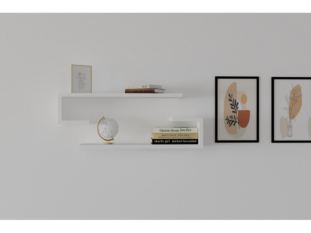 Houten wandplank "Eldo" - 60 x 19 x 15 cm - Wit