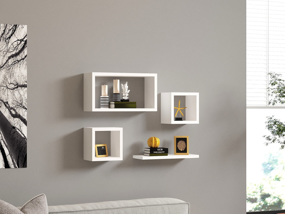 Houten wandplank "Babi" - 43 x 15 x 23 cm - Wit