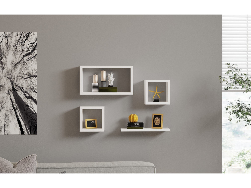 Houten wandplank "Babi" - 43 x 15 x 23 cm - Wit