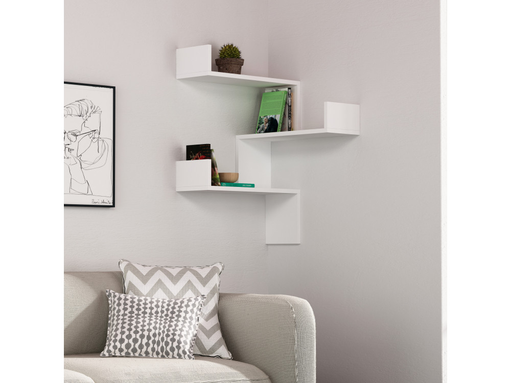 Houten wandplank "Luksa" - 60 x 60 x 90 cm - Wit