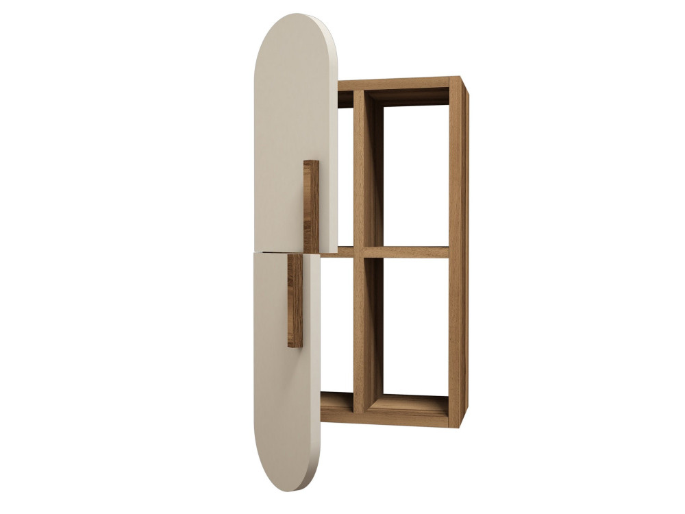 Houten wandplank "Rose" - 35 x 22 x 60 cm - Notencrème