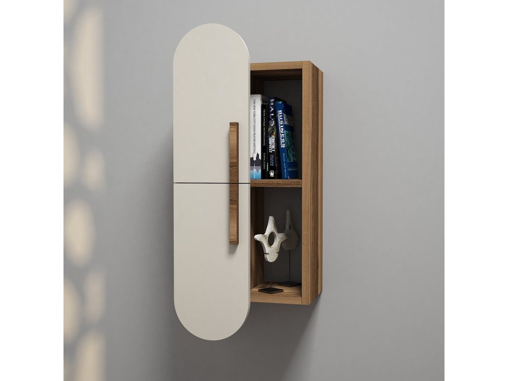 Houten wandplank "Rose" - 35 x 22 x 60 cm - Notencrème