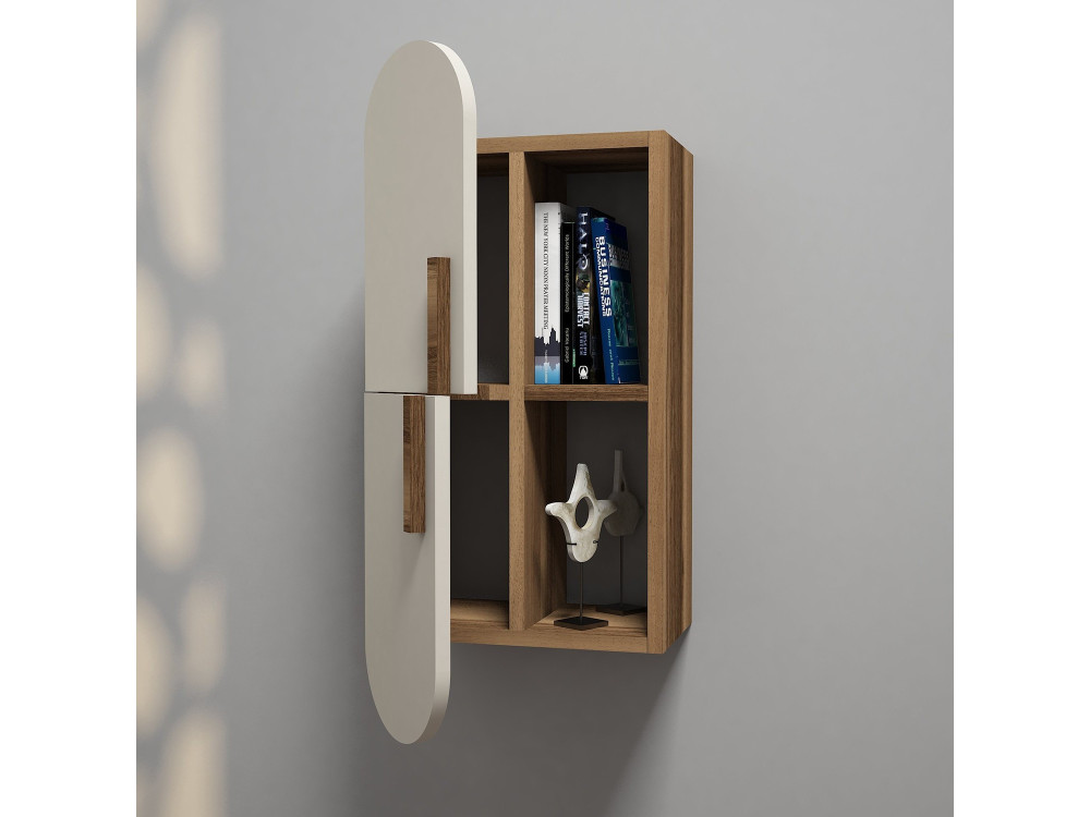 Houten wandplank "Rose" - 35 x 22 x 60 cm - Notencrème