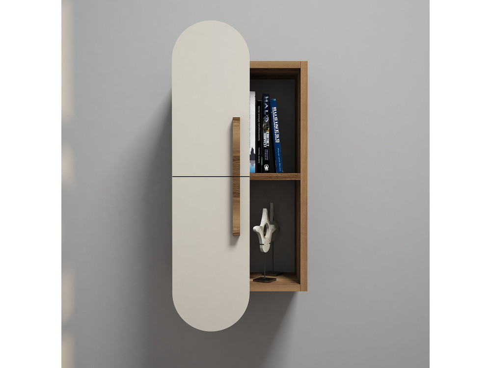 Houten wandplank "Rose" - 35 x 22 x 60 cm - Notencrème