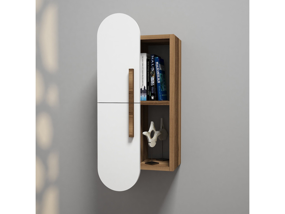 Houten wandplank "Rose" - 35 x 22 x 60 cm - Notenwit