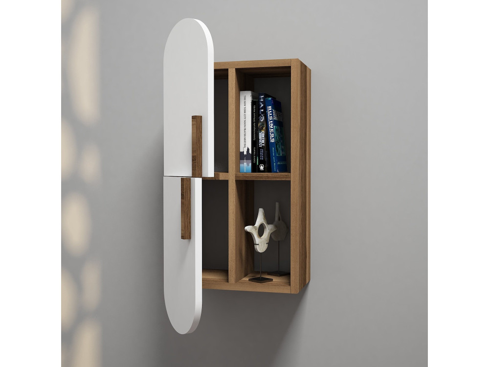 Houten wandplank "Rose" - 35 x 22 x 60 cm - Notenwit