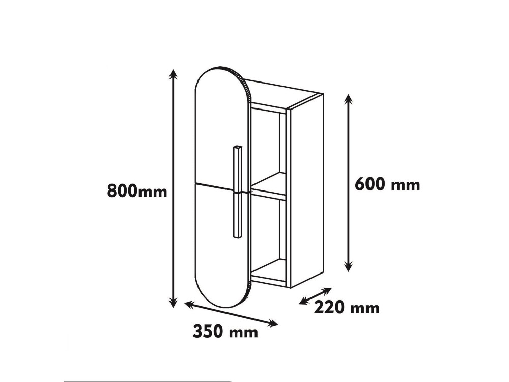 Houten wandplank "Rose" - 35 x 22 x 60 cm - Notenwit