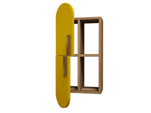 Houten wandplank "Rose" - 35 x 22 x 60 cm - NotelaarGeel
