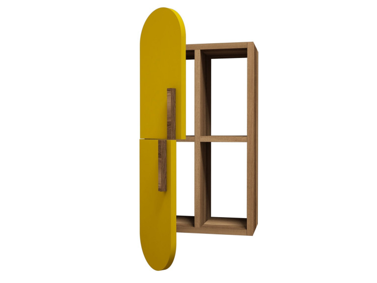 Houten wandplank "Rose" - 35 x 22 x 60 cm - NotelaarGeel