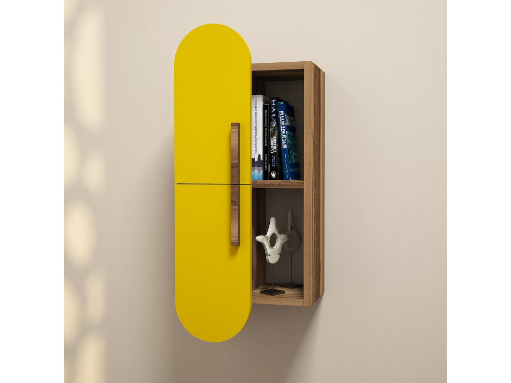 Houten wandplank "Rose" - 35 x 22 x 60 cm - NotelaarGeel
