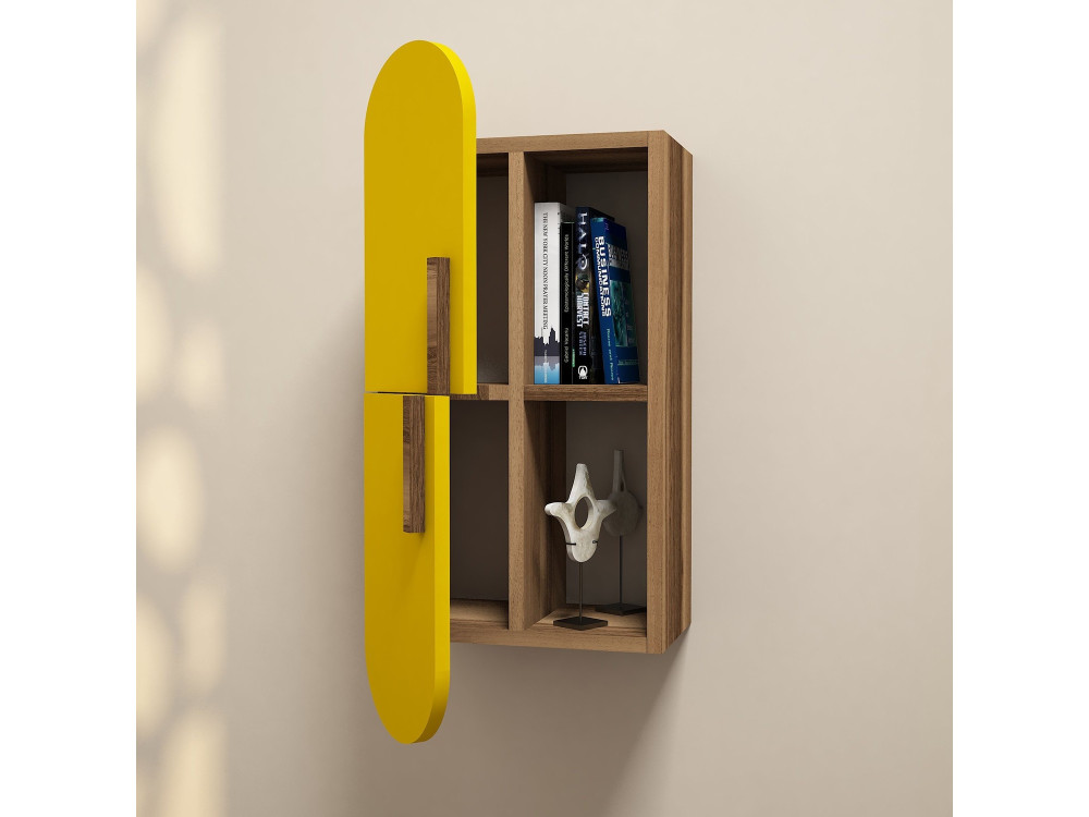 Houten wandplank "Rose" - 35 x 22 x 60 cm - NotelaarGeel
