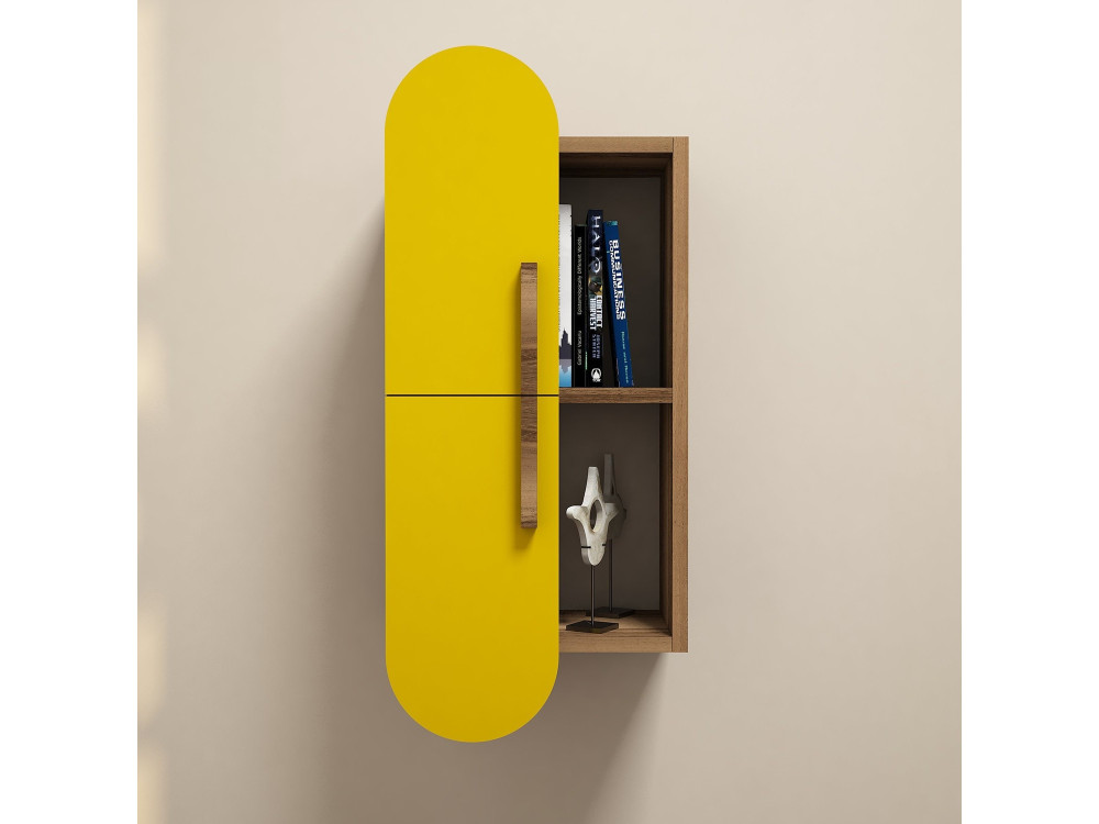 Houten wandplank "Rose" - 35 x 22 x 60 cm - NotelaarGeel